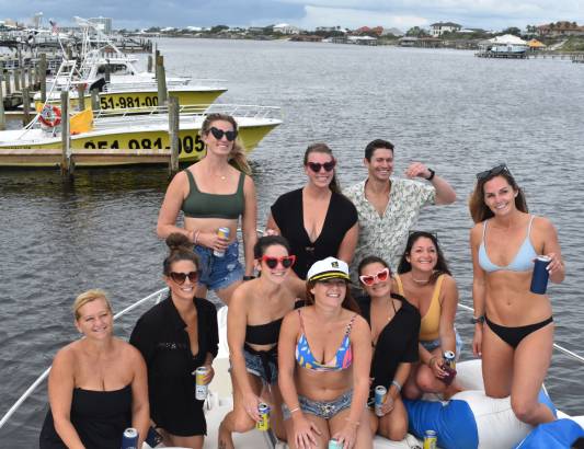 A Group Enjoying a Daytime Luxury Cruise